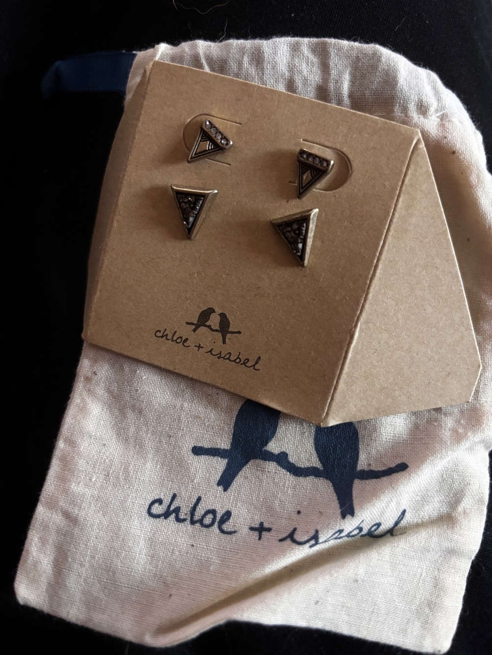 Chloe + Isabel Gunmetal Triangle Stud Earrings